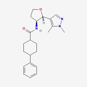 molecular formula C22H29N3O2 B6769905 N-[(2R,3S)-2-(1,5-dimethylpyrazol-4-yl)oxolan-3-yl]-4-phenylcyclohexane-1-carboxamide 