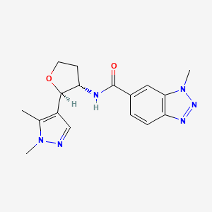 molecular formula C17H20N6O2 B6769908 N-[(2R,3S)-2-(1,5-dimethylpyrazol-4-yl)oxolan-3-yl]-3-methylbenzotriazole-5-carboxamide 