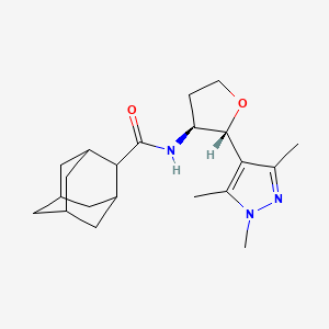 molecular formula C21H31N3O2 B6769947 N-[(2R,3S)-2-(1,3,5-trimethylpyrazol-4-yl)oxolan-3-yl]adamantane-2-carboxamide 