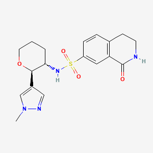 molecular formula C18H22N4O4S B6770026 N-[(2R,3S)-2-(1-methylpyrazol-4-yl)oxan-3-yl]-1-oxo-3,4-dihydro-2H-isoquinoline-7-sulfonamide 