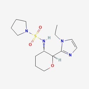 molecular formula C14H24N4O3S B6770032 N-[(2S,3S)-2-(1-ethylimidazol-2-yl)oxan-3-yl]pyrrolidine-1-sulfonamide 