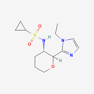 molecular formula C13H21N3O3S B6770040 N-[(2S,3S)-2-(1-ethylimidazol-2-yl)oxan-3-yl]cyclopropanesulfonamide 