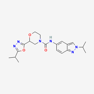 molecular formula C20H26N6O3 B6770082 N-(2-propan-2-ylindazol-5-yl)-2-(5-propan-2-yl-1,3,4-oxadiazol-2-yl)morpholine-4-carboxamide 