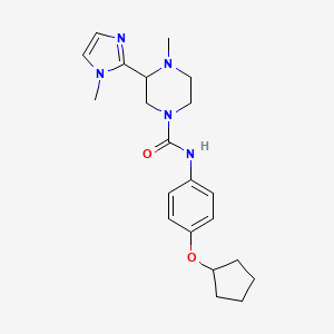 molecular formula C21H29N5O2 B6770106 N-(4-cyclopentyloxyphenyl)-4-methyl-3-(1-methylimidazol-2-yl)piperazine-1-carboxamide 