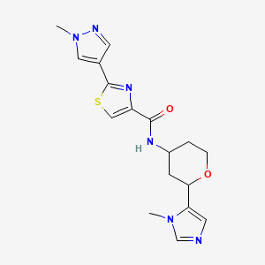 molecular formula C17H20N6O2S B6770151 N-[2-(3-methylimidazol-4-yl)oxan-4-yl]-2-(1-methylpyrazol-4-yl)-1,3-thiazole-4-carboxamide 