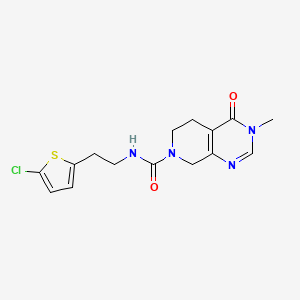 molecular formula C15H17ClN4O2S B6770213 N-[2-(5-chlorothiophen-2-yl)ethyl]-3-methyl-4-oxo-6,8-dihydro-5H-pyrido[3,4-d]pyrimidine-7-carboxamide 