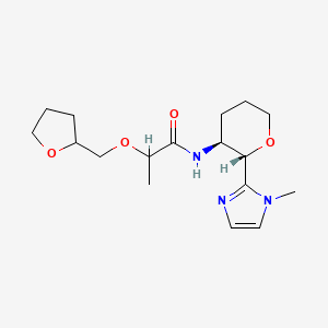molecular formula C17H27N3O4 B6770246 N-[(2S,3S)-2-(1-methylimidazol-2-yl)oxan-3-yl]-2-(oxolan-2-ylmethoxy)propanamide 