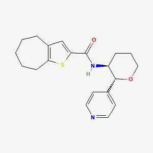 molecular formula C20H24N2O2S B6770249 N-[(2R,3S)-2-pyridin-4-yloxan-3-yl]-5,6,7,8-tetrahydro-4H-cyclohepta[b]thiophene-2-carboxamide 