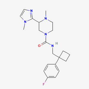 molecular formula C21H28FN5O B6770256 N-[[1-(4-fluorophenyl)cyclobutyl]methyl]-4-methyl-3-(1-methylimidazol-2-yl)piperazine-1-carboxamide 