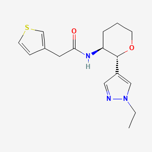 molecular formula C16H21N3O2S B6770267 N-[(2R,3S)-2-(1-ethylpyrazol-4-yl)oxan-3-yl]-2-thiophen-3-ylacetamide 