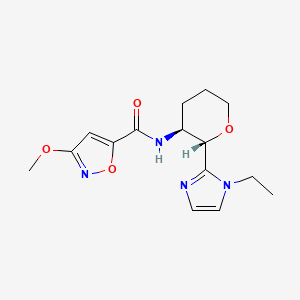 molecular formula C15H20N4O4 B6770269 N-[(2S,3S)-2-(1-ethylimidazol-2-yl)oxan-3-yl]-3-methoxy-1,2-oxazole-5-carboxamide 