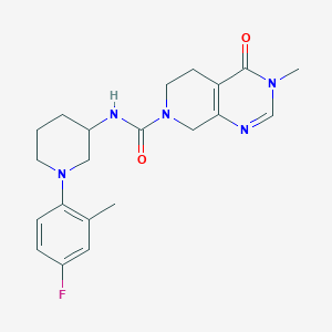 molecular formula C21H26FN5O2 B6770291 N-[1-(4-fluoro-2-methylphenyl)piperidin-3-yl]-3-methyl-4-oxo-6,8-dihydro-5H-pyrido[3,4-d]pyrimidine-7-carboxamide 
