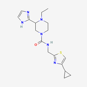 molecular formula C17H24N6OS B6770362 N-[(4-cyclopropyl-1,3-thiazol-2-yl)methyl]-4-ethyl-3-(1H-imidazol-2-yl)piperazine-1-carboxamide 