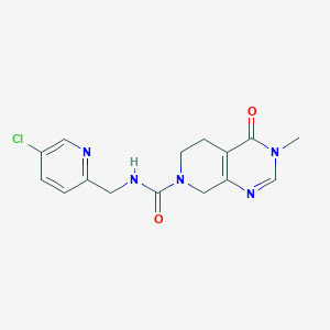 molecular formula C15H16ClN5O2 B6770393 N-[(5-chloropyridin-2-yl)methyl]-3-methyl-4-oxo-6,8-dihydro-5H-pyrido[3,4-d]pyrimidine-7-carboxamide 