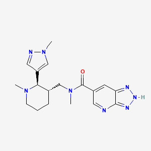molecular formula C18H24N8O B6770405 N-methyl-N-[[(2R,3S)-1-methyl-2-(1-methylpyrazol-4-yl)piperidin-3-yl]methyl]-2H-triazolo[4,5-b]pyridine-6-carboxamide 