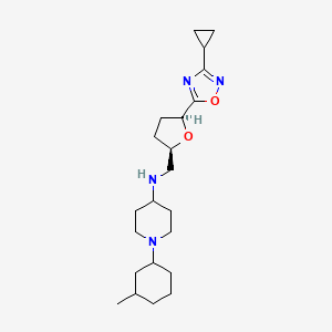 molecular formula C22H36N4O2 B6770426 N-[[(2R,5S)-5-(3-cyclopropyl-1,2,4-oxadiazol-5-yl)oxolan-2-yl]methyl]-1-(3-methylcyclohexyl)piperidin-4-amine 