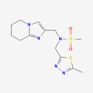 molecular formula C13H19N5O2S2 B6770450 N-[(5-methyl-1,3,4-thiadiazol-2-yl)methyl]-N-(5,6,7,8-tetrahydroimidazo[1,2-a]pyridin-2-ylmethyl)methanesulfonamide 