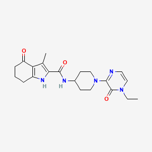 molecular formula C21H27N5O3 B6770487 N-[1-(4-ethyl-3-oxopyrazin-2-yl)piperidin-4-yl]-3-methyl-4-oxo-1,5,6,7-tetrahydroindole-2-carboxamide 