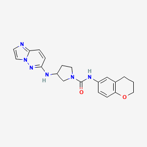 molecular formula C20H22N6O2 B6770496 N-(3,4-dihydro-2H-chromen-6-yl)-3-(imidazo[1,2-b]pyridazin-6-ylamino)pyrrolidine-1-carboxamide 