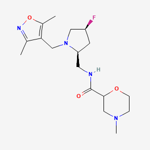 molecular formula C17H27FN4O3 B6770507 N-[[(2S,4S)-1-[(3,5-dimethyl-1,2-oxazol-4-yl)methyl]-4-fluoropyrrolidin-2-yl]methyl]-4-methylmorpholine-2-carboxamide 