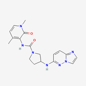 molecular formula C18H21N7O2 B6770521 N-(1,4-dimethyl-2-oxopyridin-3-yl)-3-(imidazo[1,2-b]pyridazin-6-ylamino)pyrrolidine-1-carboxamide 