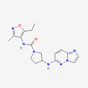 molecular formula C17H21N7O2 B6770531 N-(5-ethyl-3-methyl-1,2-oxazol-4-yl)-3-(imidazo[1,2-b]pyridazin-6-ylamino)pyrrolidine-1-carboxamide 