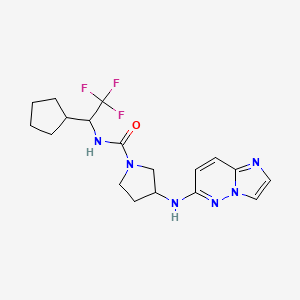 molecular formula C18H23F3N6O B6770538 N-(1-cyclopentyl-2,2,2-trifluoroethyl)-3-(imidazo[1,2-b]pyridazin-6-ylamino)pyrrolidine-1-carboxamide 