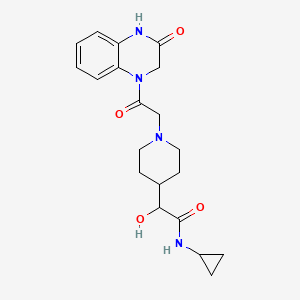 molecular formula C20H26N4O4 B6770574 N-cyclopropyl-2-hydroxy-2-[1-[2-oxo-2-(3-oxo-2,4-dihydroquinoxalin-1-yl)ethyl]piperidin-4-yl]acetamide 