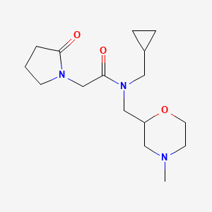 molecular formula C16H27N3O3 B6770605 N-(cyclopropylmethyl)-N-[(4-methylmorpholin-2-yl)methyl]-2-(2-oxopyrrolidin-1-yl)acetamide 