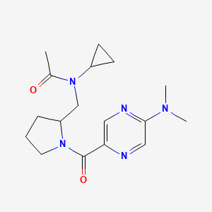 molecular formula C17H25N5O2 B6770612 N-cyclopropyl-N-[[1-[5-(dimethylamino)pyrazine-2-carbonyl]pyrrolidin-2-yl]methyl]acetamide 