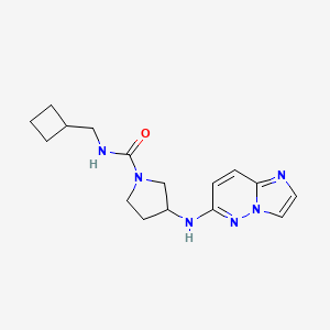 molecular formula C16H22N6O B6770615 N-(cyclobutylmethyl)-3-(imidazo[1,2-b]pyridazin-6-ylamino)pyrrolidine-1-carboxamide 