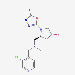 molecular formula C15H19ClFN5O B6770676 N-[(3-chloropyridin-4-yl)methyl]-1-[(2S,4S)-4-fluoro-1-(5-methyl-1,3,4-oxadiazol-2-yl)pyrrolidin-2-yl]-N-methylmethanamine 