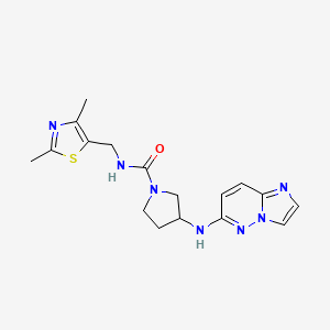 molecular formula C17H21N7OS B6770812 N-[(2,4-dimethyl-1,3-thiazol-5-yl)methyl]-3-(imidazo[1,2-b]pyridazin-6-ylamino)pyrrolidine-1-carboxamide 