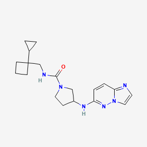 molecular formula C19H26N6O B6770837 N-[(1-cyclopropylcyclobutyl)methyl]-3-(imidazo[1,2-b]pyridazin-6-ylamino)pyrrolidine-1-carboxamide 