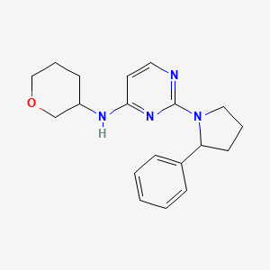 molecular formula C19H24N4O B6770870 N-(oxan-3-yl)-2-(2-phenylpyrrolidin-1-yl)pyrimidin-4-amine 