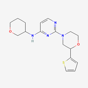 molecular formula C17H22N4O2S B6770915 N-(oxan-3-yl)-2-(2-thiophen-2-ylmorpholin-4-yl)pyrimidin-4-amine 