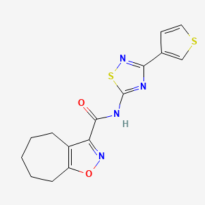 molecular formula C15H14N4O2S2 B6770966 N-(3-thiophen-3-yl-1,2,4-thiadiazol-5-yl)-5,6,7,8-tetrahydro-4H-cyclohepta[d][1,2]oxazole-3-carboxamide 