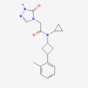 molecular formula C18H22N4O2 B6770996 N-cyclopropyl-N-[3-(2-methylphenyl)cyclobutyl]-2-(5-oxo-1H-1,2,4-triazol-4-yl)acetamide 