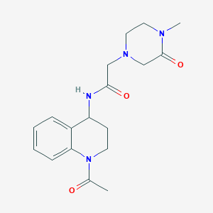 molecular formula C18H24N4O3 B6771036 N-(1-acetyl-3,4-dihydro-2H-quinolin-4-yl)-2-(4-methyl-3-oxopiperazin-1-yl)acetamide 