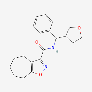 molecular formula C20H24N2O3 B6771039 N-[oxolan-3-yl(phenyl)methyl]-5,6,7,8-tetrahydro-4H-cyclohepta[d][1,2]oxazole-3-carboxamide 