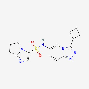 molecular formula C16H18N6O2S B6771319 N-(3-cyclobutyl-[1,2,4]triazolo[4,3-a]pyridin-6-yl)-6,7-dihydro-5H-pyrrolo[1,2-a]imidazole-3-sulfonamide 