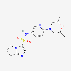 molecular formula C17H23N5O3S B6771327 N-[6-(2,6-dimethylmorpholin-4-yl)pyridin-3-yl]-6,7-dihydro-5H-pyrrolo[1,2-a]imidazole-3-sulfonamide 