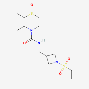 molecular formula C13H25N3O4S2 B6771431 N-[(1-ethylsulfonylazetidin-3-yl)methyl]-2,3-dimethyl-1-oxo-1,4-thiazinane-4-carboxamide 