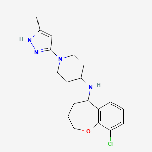 molecular formula C19H25ClN4O B6771435 N-(9-chloro-2,3,4,5-tetrahydro-1-benzoxepin-5-yl)-1-(5-methyl-1H-pyrazol-3-yl)piperidin-4-amine 