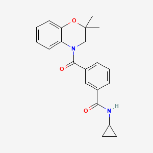 molecular formula C21H22N2O3 B6771439 N-cyclopropyl-3-(2,2-dimethyl-3H-1,4-benzoxazine-4-carbonyl)benzamide 