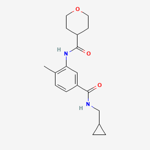 molecular formula C18H24N2O3 B6771455 N-[5-(cyclopropylmethylcarbamoyl)-2-methylphenyl]oxane-4-carboxamide 