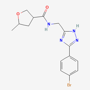 molecular formula C15H17BrN4O2 B6771483 N-[[3-(4-bromophenyl)-1H-1,2,4-triazol-5-yl]methyl]-5-methyloxolane-3-carboxamide 