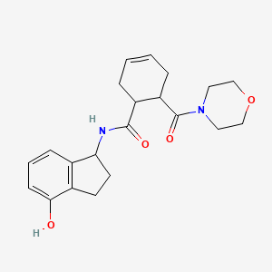 molecular formula C21H26N2O4 B6771486 N-(4-hydroxy-2,3-dihydro-1H-inden-1-yl)-6-(morpholine-4-carbonyl)cyclohex-3-ene-1-carboxamide 