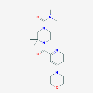 molecular formula C19H29N5O3 B6771502 N,N,3,3-tetramethyl-4-(4-morpholin-4-ylpyridine-2-carbonyl)piperazine-1-carboxamide 