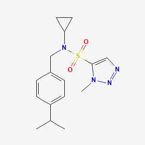 molecular formula C16H22N4O2S B6771598 N-cyclopropyl-3-methyl-N-[(4-propan-2-ylphenyl)methyl]triazole-4-sulfonamide 
